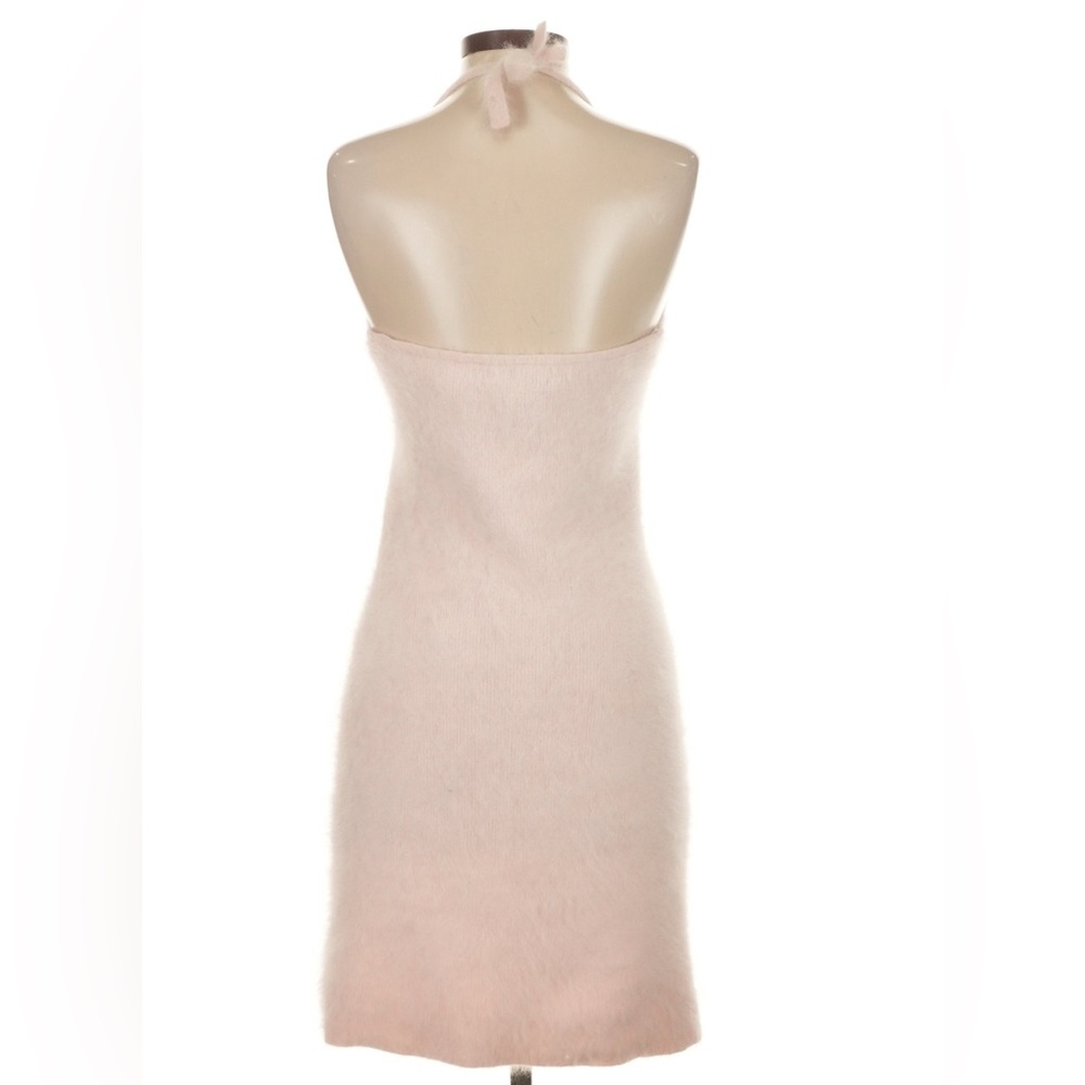 Vintage Ralph Lauren Angora Rabbit Fur Pink Mini Dress Halter  Bodycon 90s Y2k S - Picture 3 of 8